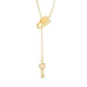 Lock and Key Lariat Necklace in 10K Gold
